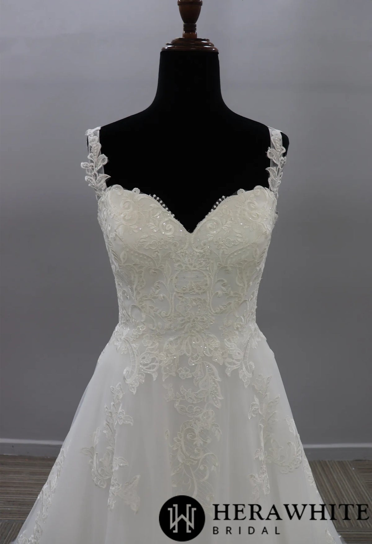 Sweetheart A-line Lace Wedding Dress With Sequins Detail