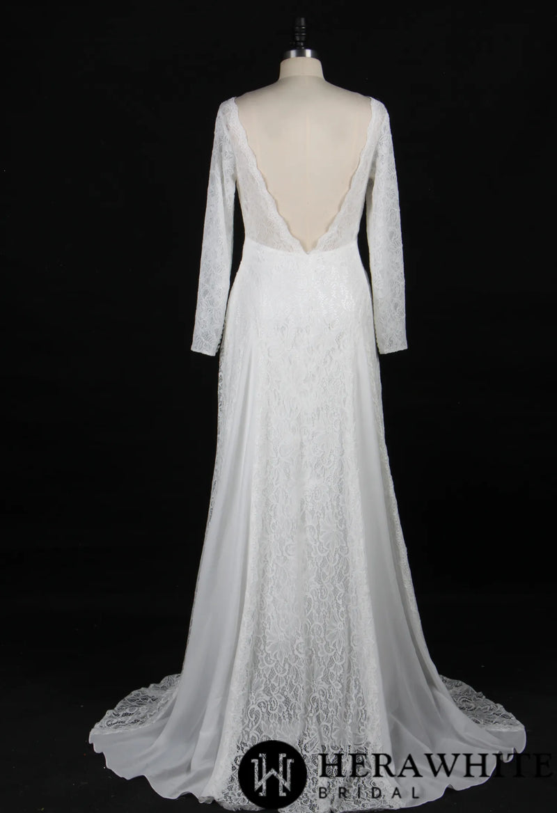 Elegant Illusion Long Sleeve Lace Wedding Dress