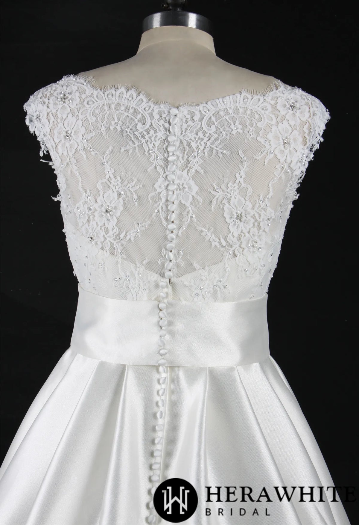 Satin Princess Wedding Gown With A Lovely Lace Bodice