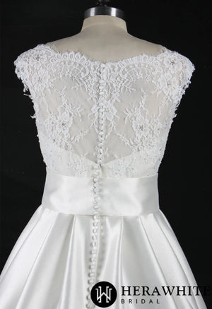 Satin Princess Wedding Gown With A Lovely Lace Bodice