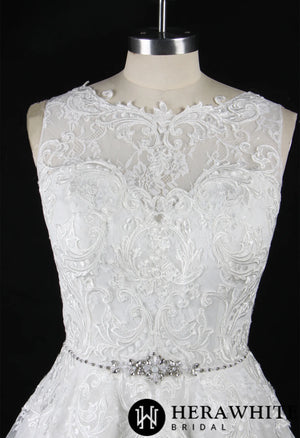 Strapless Embroidered Lace Illusion Bodice Wedding Dress