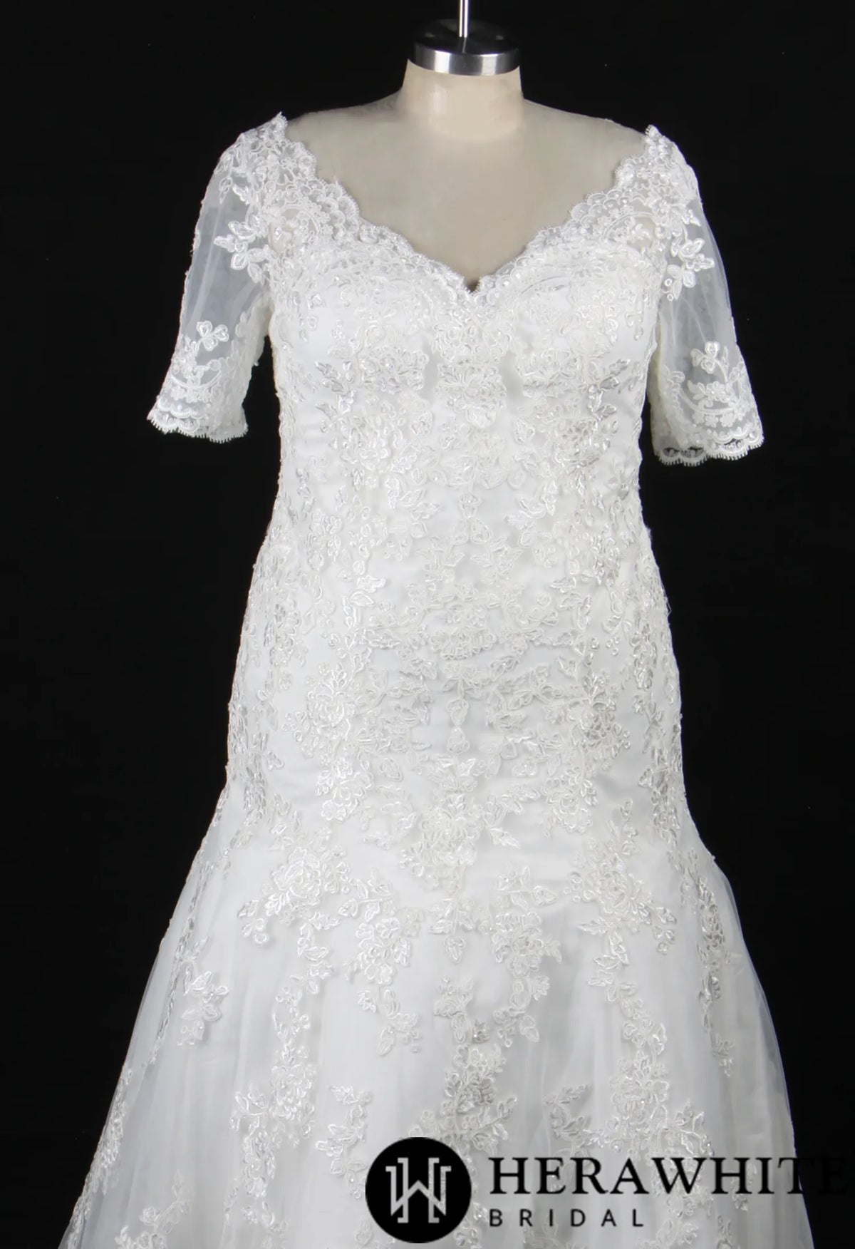 Plus Size Sheath With Delicate Lace Motifs Wedding Dress