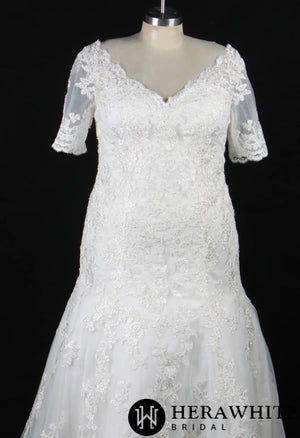 Plus Size Sheath With Delicate Lace Motifs Wedding Dress