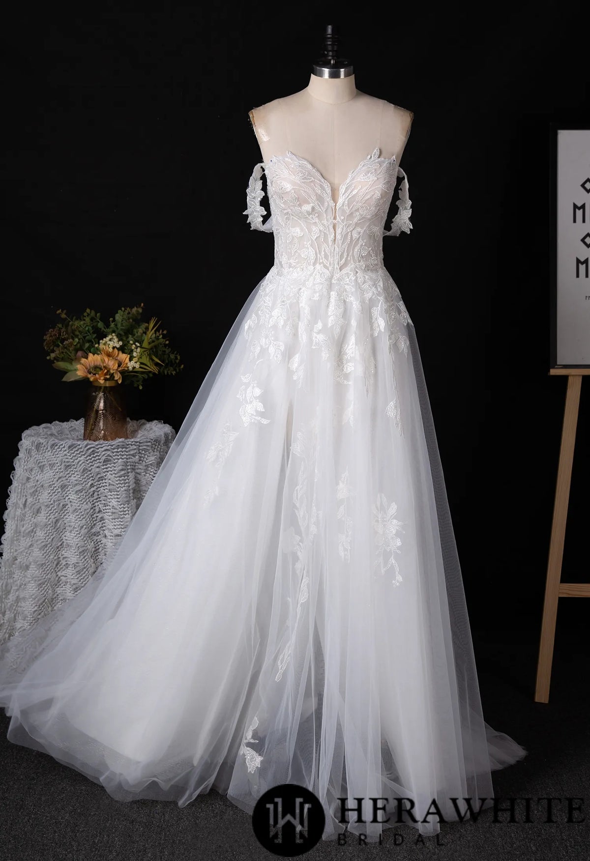 Whimsical A-line Beach Bridal Gown With Slit