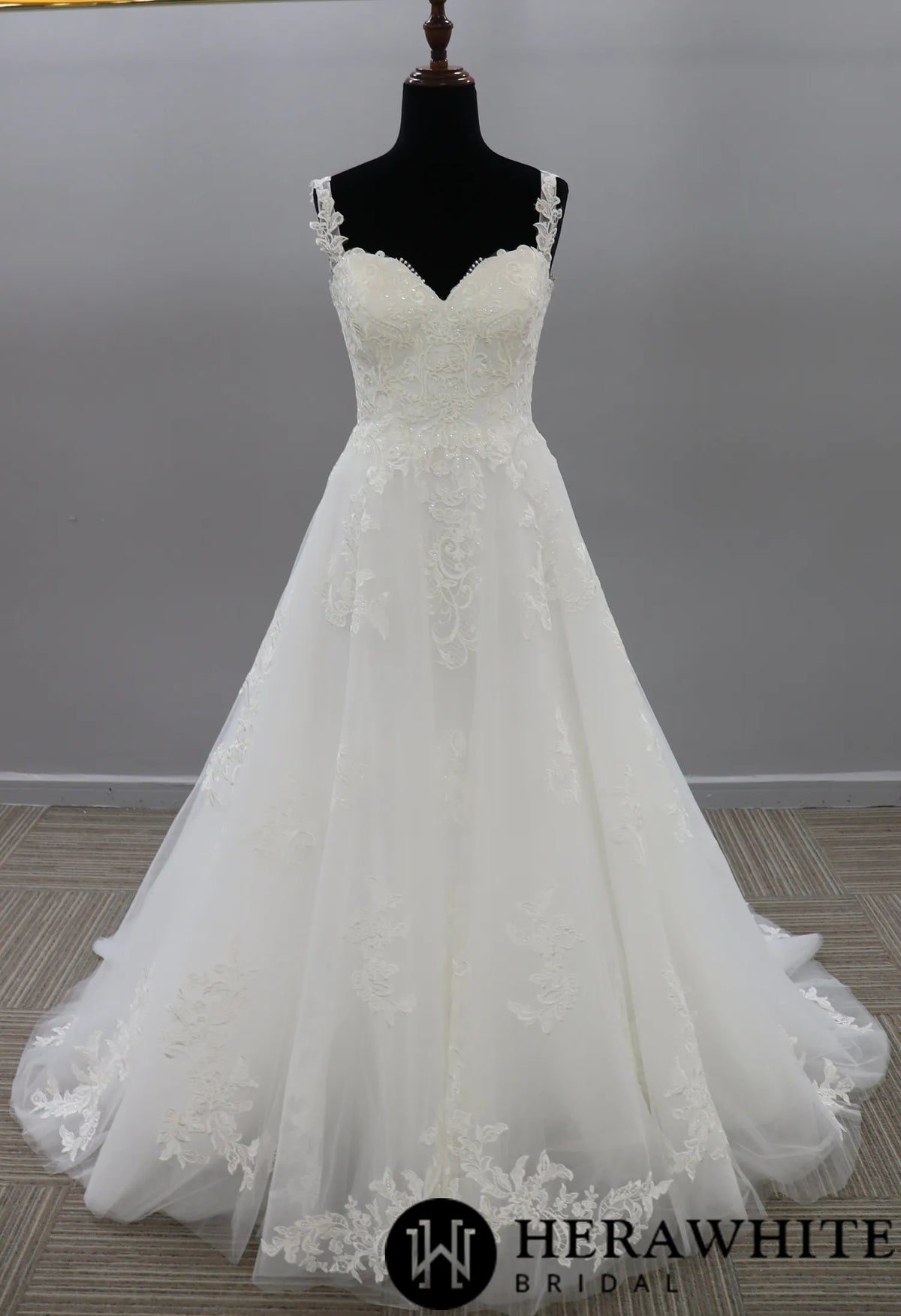 Sweetheart A-line Lace Wedding Dress With Sequins Detail