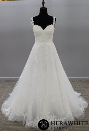 Sweetheart A-line Lace Wedding Dress With Sequins Detail