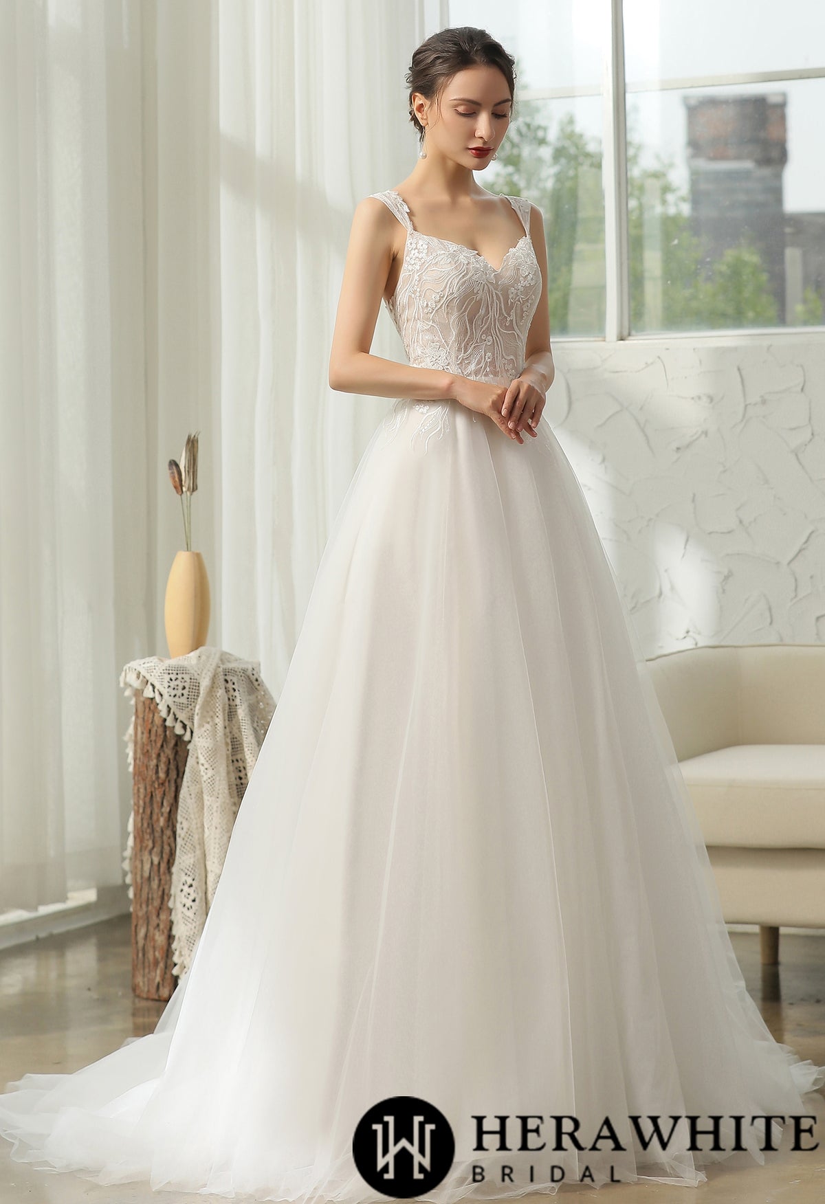 Cap Sleeve Wedding Dress With Glittery AppliquÃ©s
