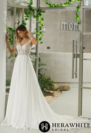 Sleeveless Illusion Lace Organza Wedding Dress