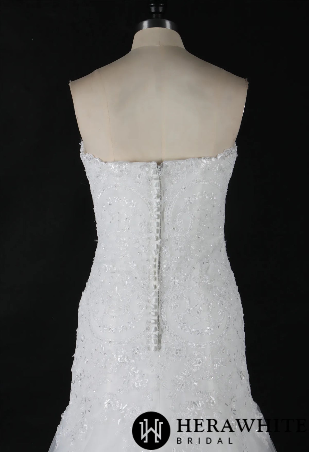 Strapless Sweetheart Lace Fit And Flare Wedding Dress With Sweep Train