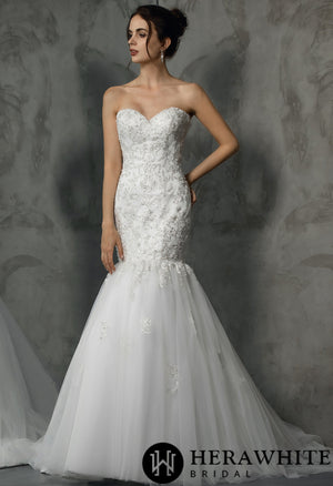 Classic Strapless Heavy beading AppliquÃ©s Mermaid Wedding Dress