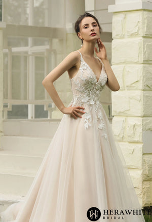 Princess Ballgown with Floral Lace Straps