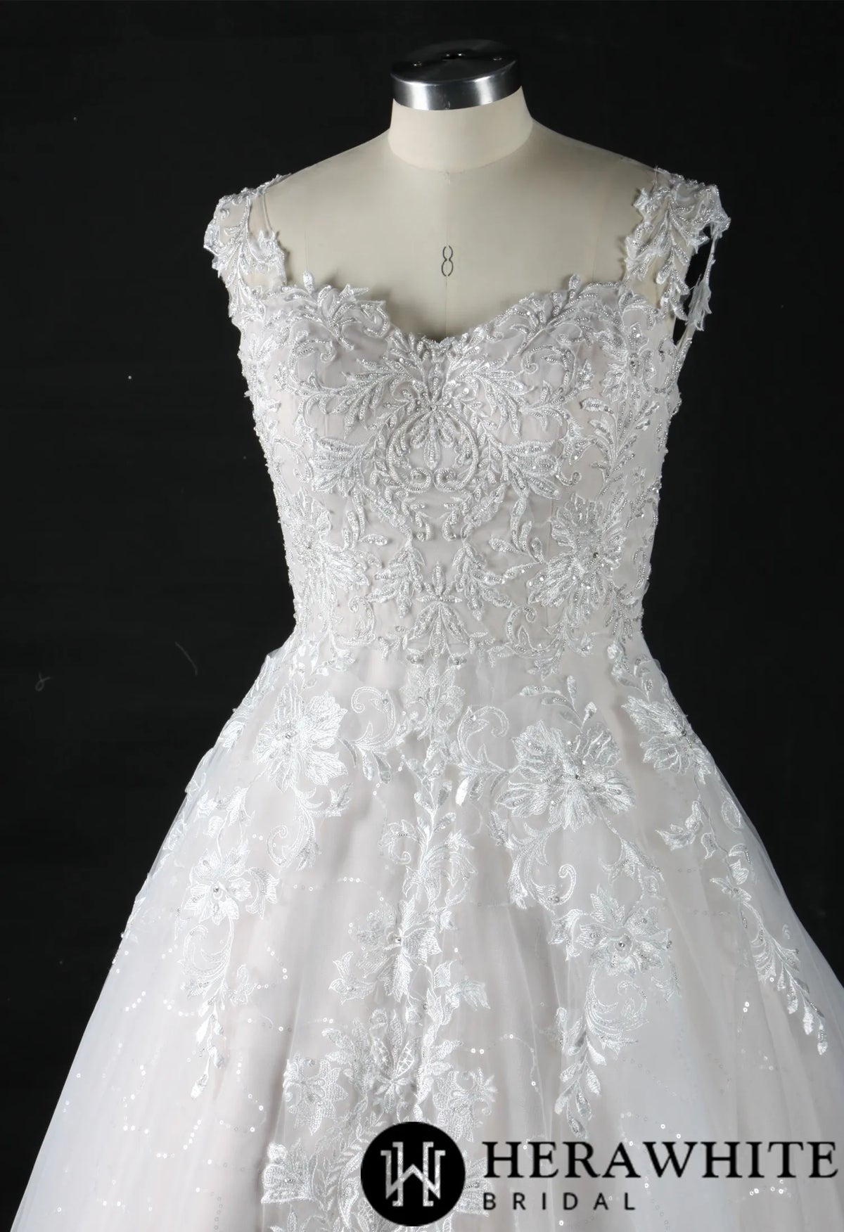 Shimmer Lace Straps A-Line Wedding Dress