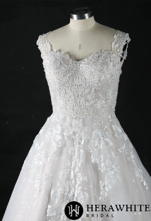 Shimmer Lace Straps A-Line Wedding Dress