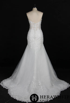 Illusion Beaded Lace Open Back Mermaid Wedding Gown
