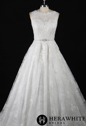 Strapless Embroidered Lace Illusion Bodice Wedding Dress
