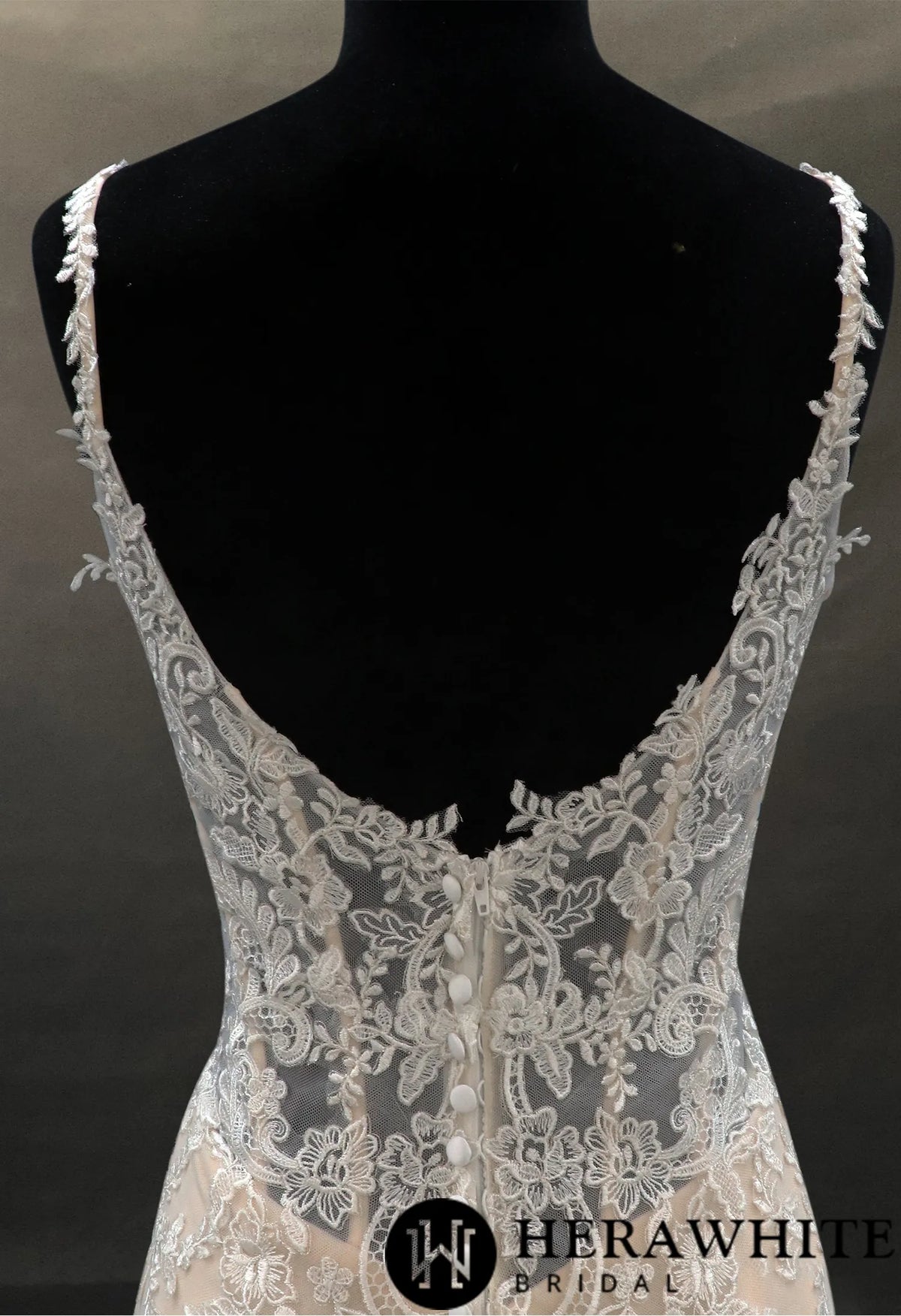 Feminine Floral Lace Fit and Flare Wedding Dress
