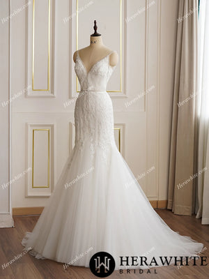 Spaghetti Lace Strap Mermaid Wedding Dress