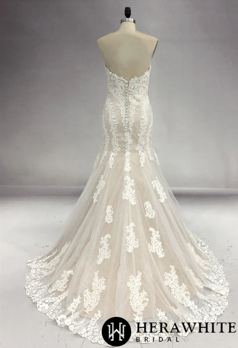 Luxury Strapless Lace Mermaid Wedding Dress