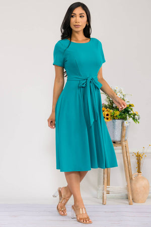 HH726R-SLCAP - Self Tie Cap Sleeve Dress