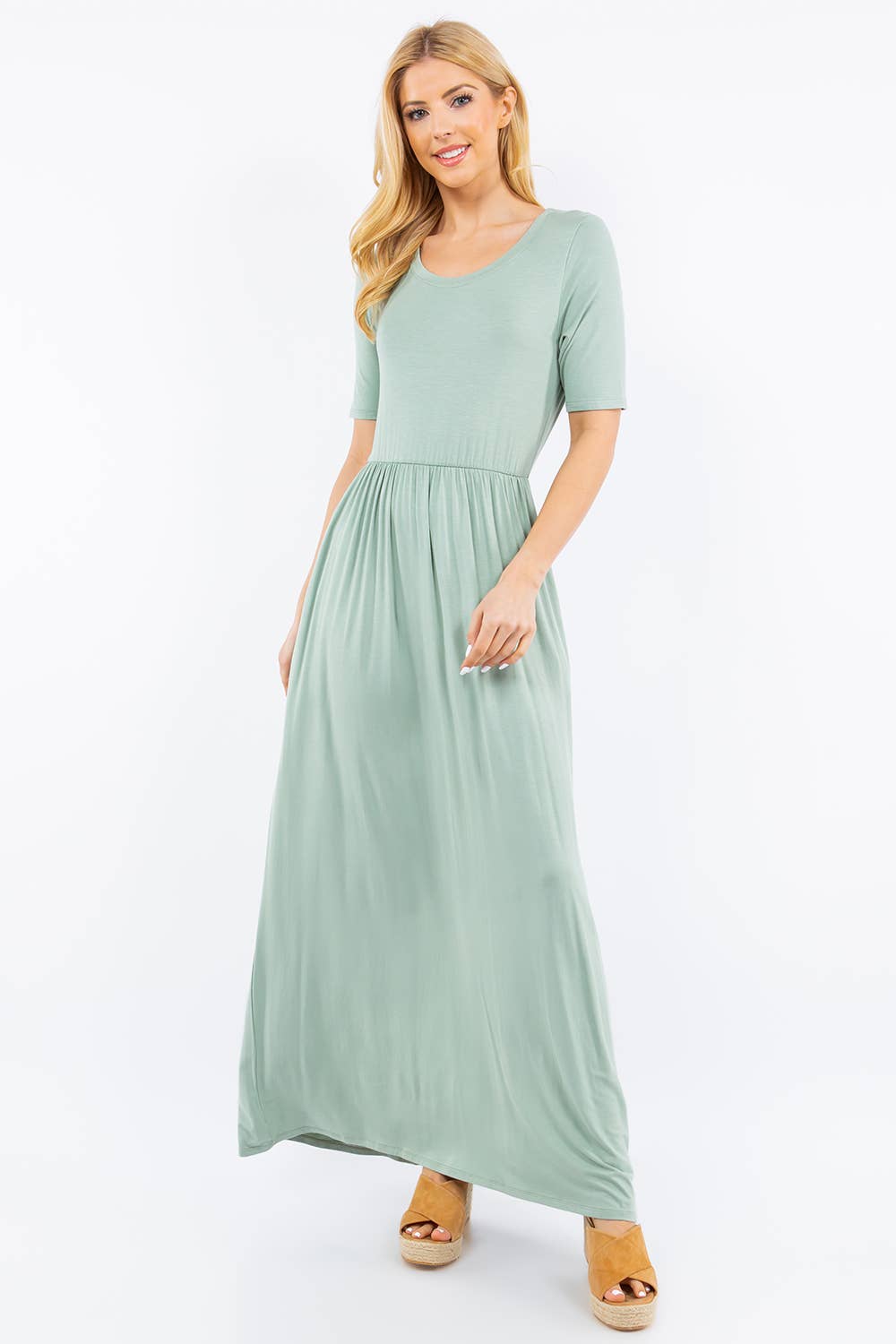 PLUS SIZE MODEST MAXI DRESS WITH POCKETS -CD23411T-PL
