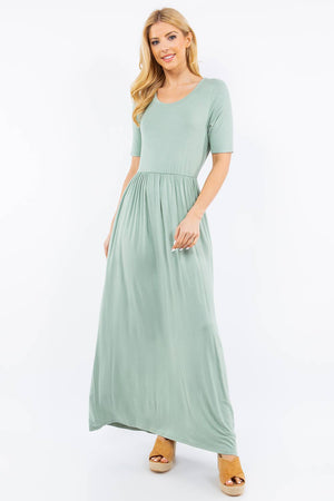 PLUS SIZE MODEST MAXI DRESS WITH POCKETS -CD23411T-PL