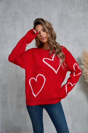 VALENTINE'S DAY PULLOVER SWEATER WITH A HEART