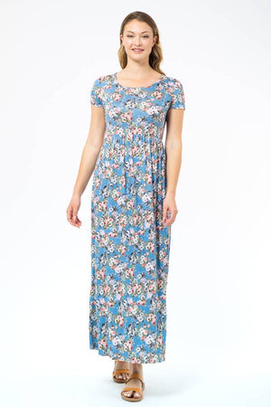 Blue floral maxi:  blue/grey