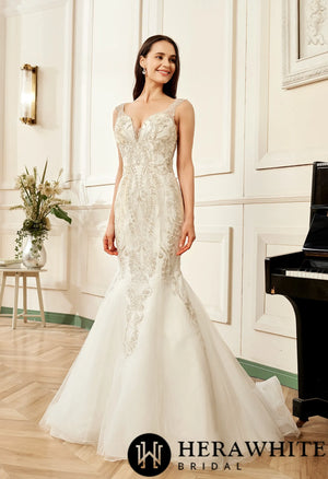 Mermaid Embroidered Heavy Beaded Wedding Dress