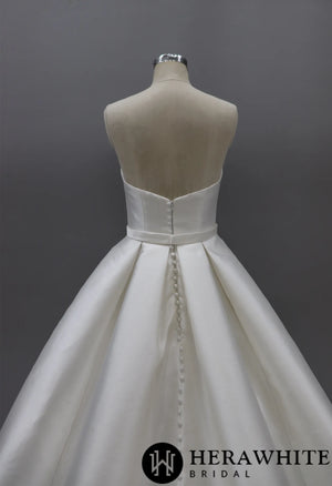 Modern Strapless Mikado Ballgown With Illusion Plunge