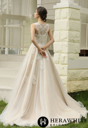 Illusion Halter Neckline Ball Gown Wedding Dress