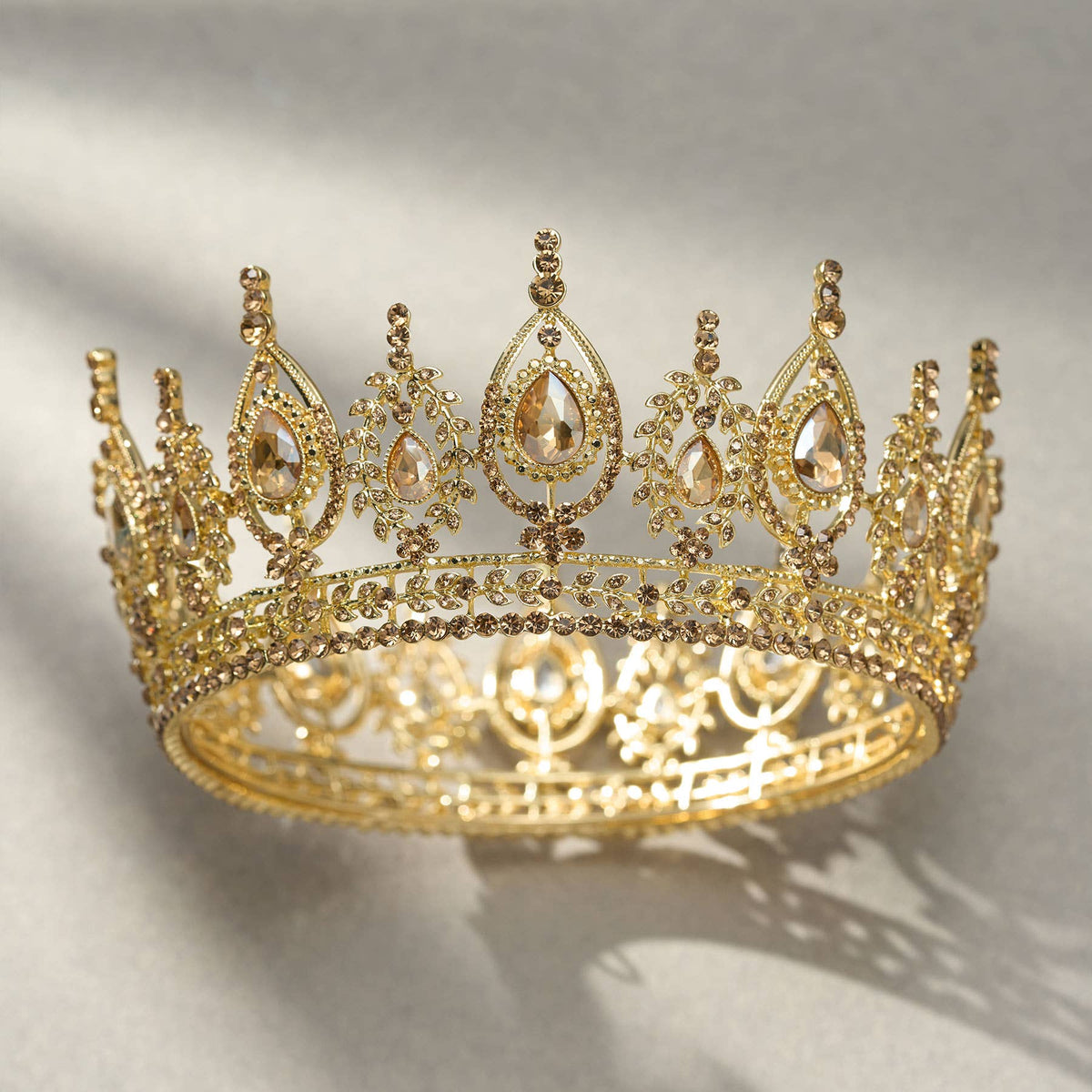 SWEETV Royal Queen Crown for Women: Antique Gold