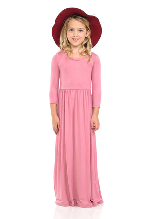 Fit and Flare Maxi Dress Solid: L / RED