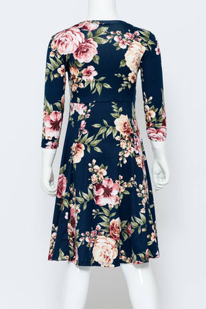 Girl's Princess Seam A-Line Dress with Full Skirt: MUSTARD FLORAL / L (9/10Y)