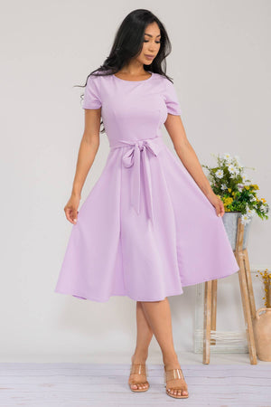 HH726R-SLCAP - Self Tie Cap Sleeve Dress