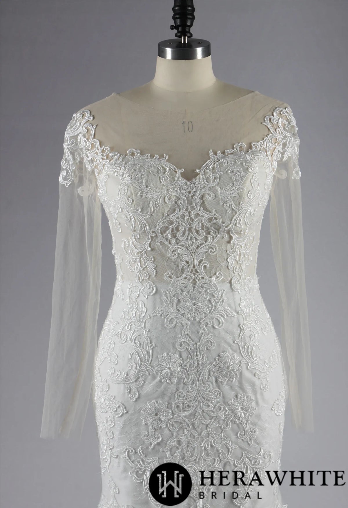 Plus Size Illusion Lace Fit and Flare Wedding Dress