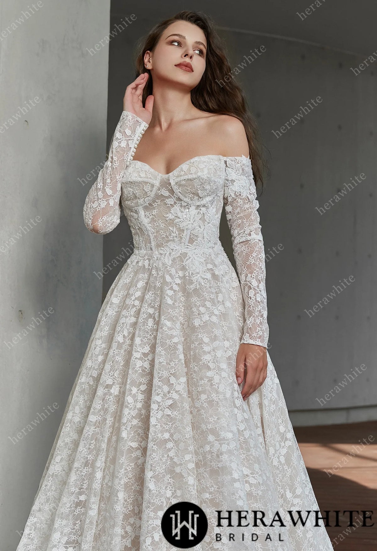 Grace Lace Sweetheart Wedding Dress with Corset Back