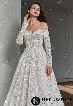 Grace Lace Sweetheart Wedding Dress with Corset Back