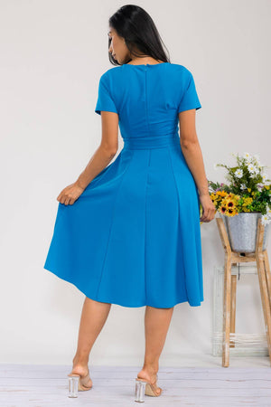 HH726R-SLCAP - Self Tie Cap Sleeve Dress