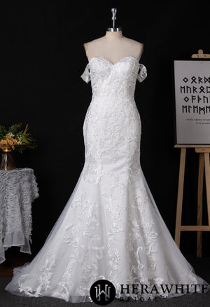 Sweetheart Lace Mermaid Wedding Dress With Off-the-Shoulder Straps