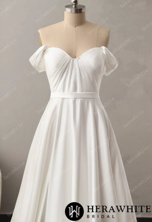 Chic Off the Shoulder A-Line Wedding Dress with Sweetheart Neckline