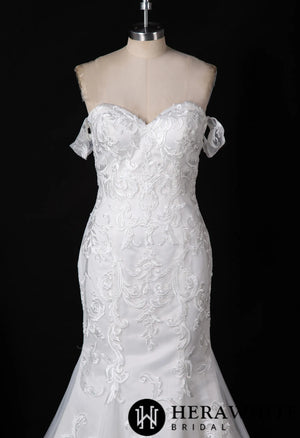 Sweetheart Lace Mermaid Wedding Dress With Off-the-Shoulder Straps