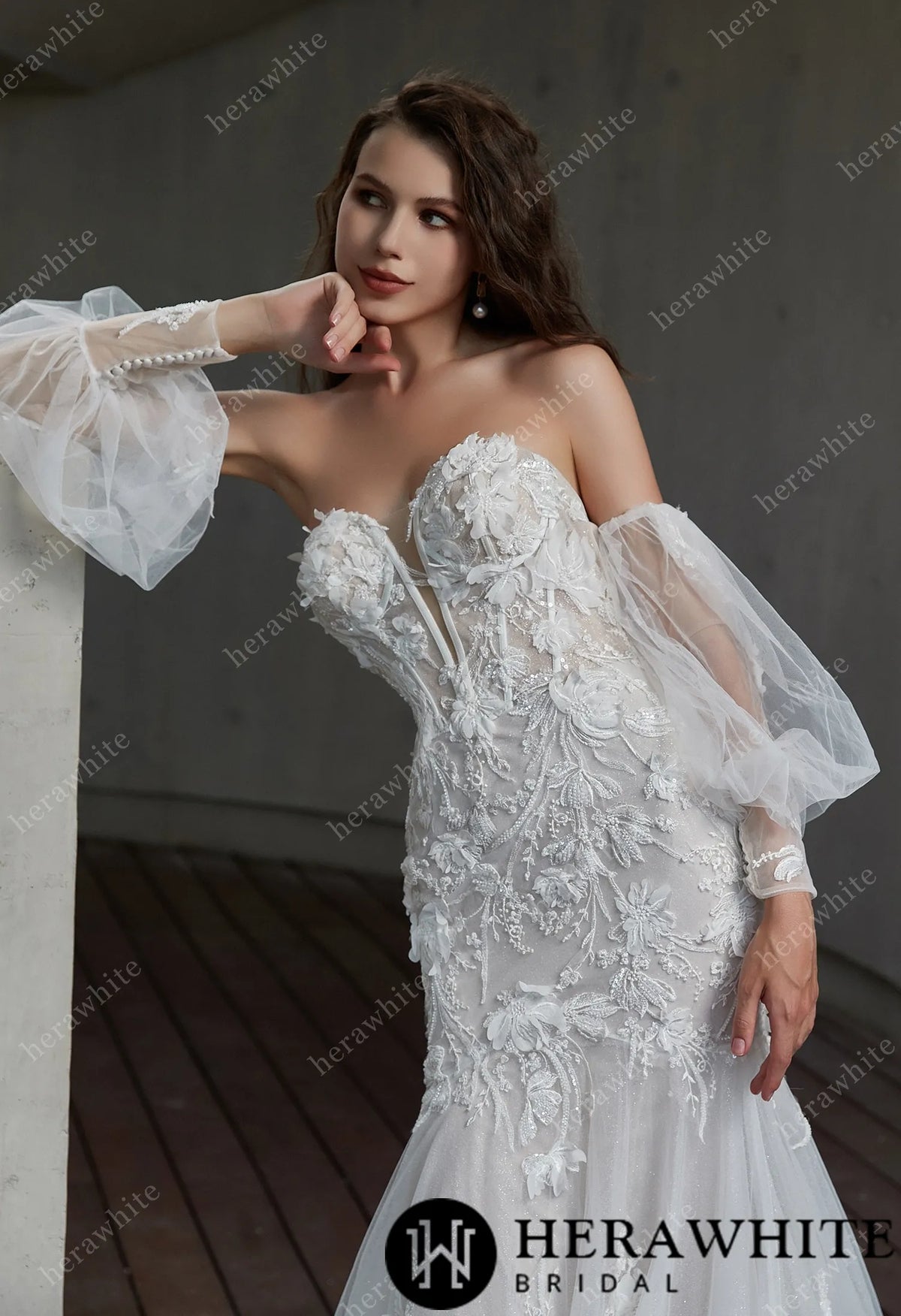 Sexy Sweetheart 3D Floral Mermaid Wedding Gown