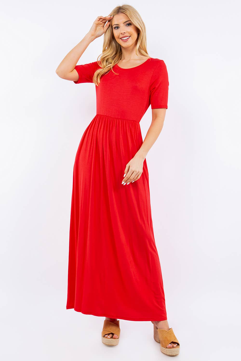 PLUS SIZE MODEST MAXI DRESS WITH POCKETS -CD23411T-PL