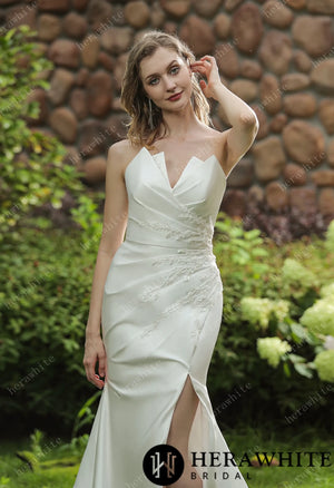 Strapless Silky Satin Wedding Dress With Detachable Overskirt