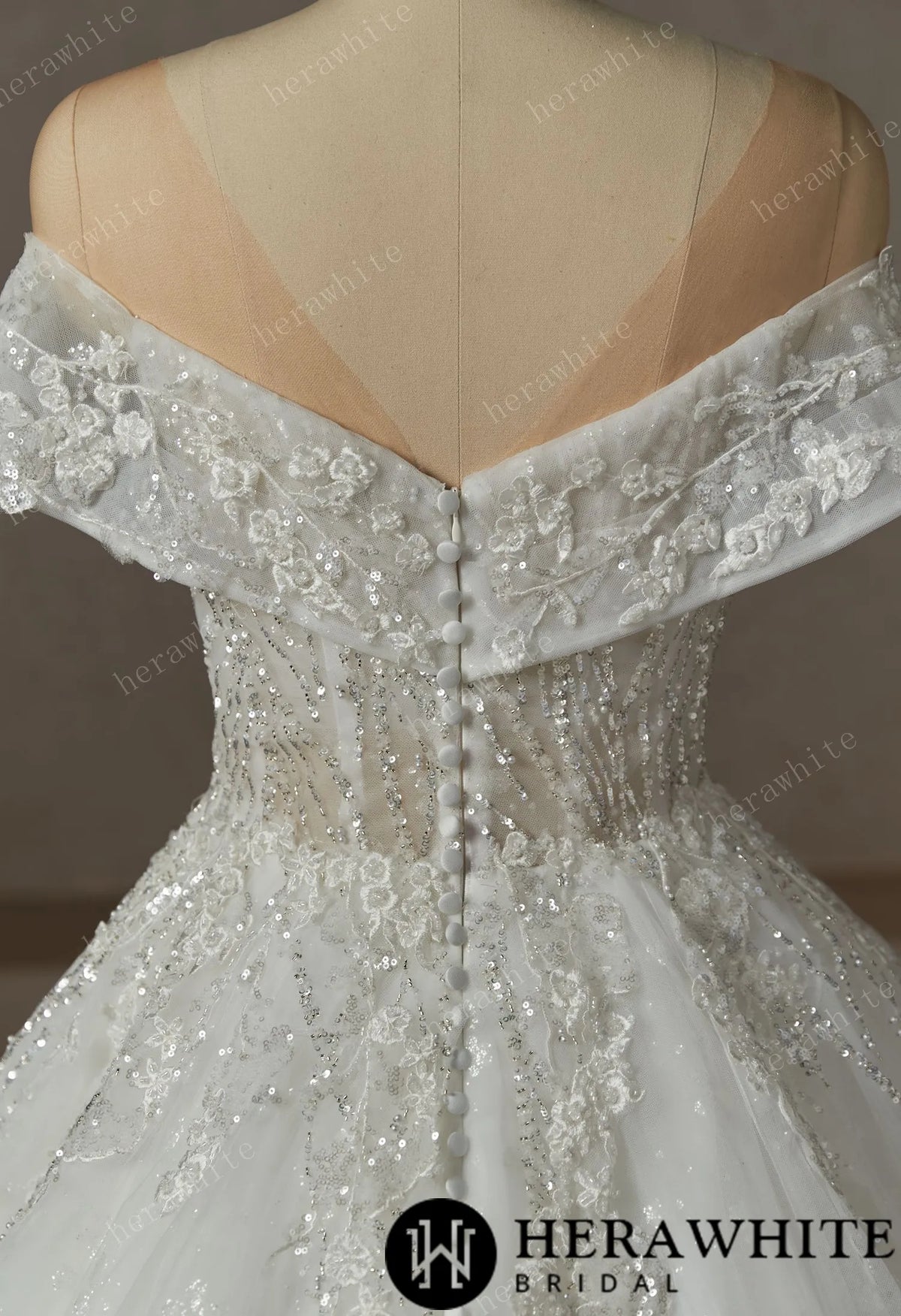 Princess Plunge Wrap Sleeves Ball Gown Wedding Dress