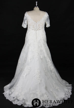 Plus Size Sheath With Delicate Lace Motifs Wedding Dress