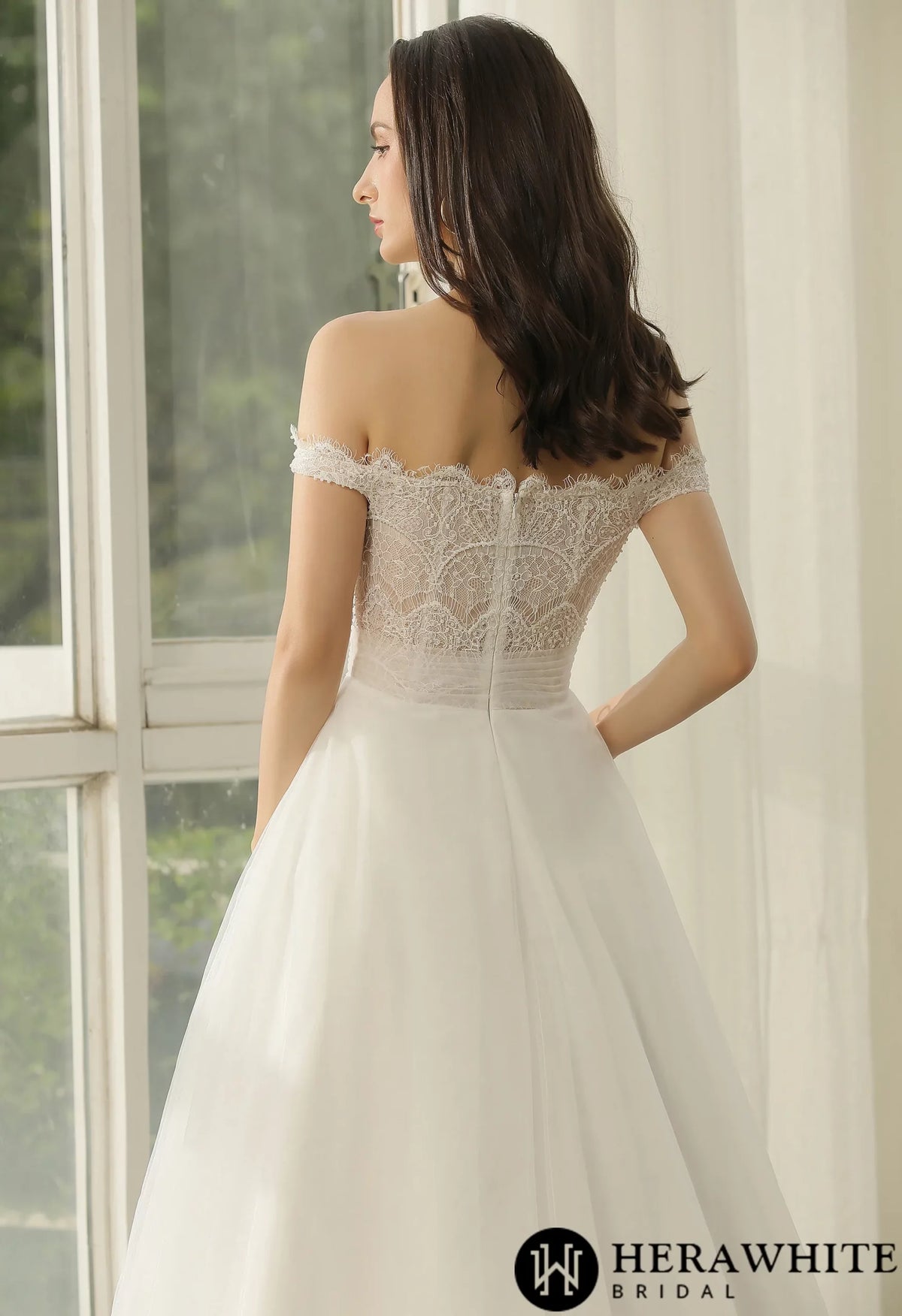 Off-The-Shoulder  Beading Lace Pleating Wholesale Wedding Dress