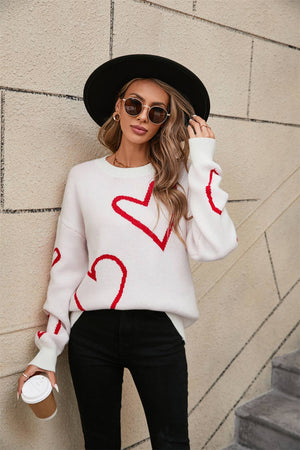 VALENTINE'S DAY PULLOVER SWEATER WITH A HEART