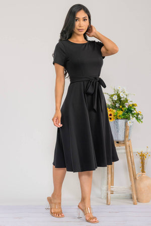 HH726R-SLCAP - Self Tie Cap Sleeve Dress