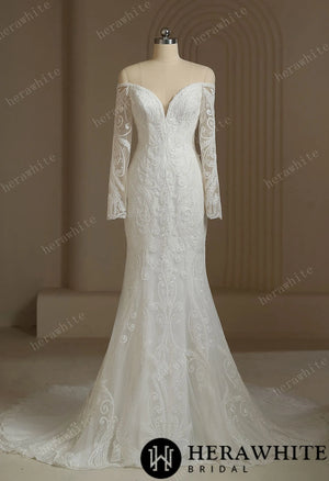 Exquisite Lace Mermaid Wedding Dress With Detached Train